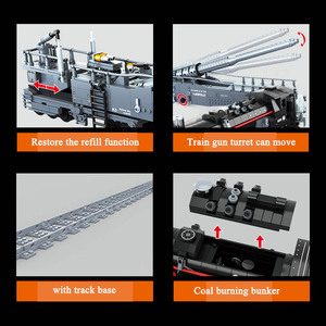 Juego de juguetes de ingeniería coleccionables Kid STEM Proyectos de construcción Modelo de tren Set WW2 poderoso cañón <span class=keywords><strong>militar</strong></span> MOC Ferrocarril Ladrillos Juguetes - Product Image 3
