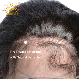 Afro 360 100% chưa qua chế biến tóc thô 13*6 ren phía trước tóc giả ren trong suốt dây rút đuôi ngựa với tóc mái thẳng 16 ~ 40 inch - Product Image 6