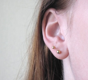Simple Design Vacuum Plating Stainless Steel <strong>Bead</strong> Ear <strong>Studs</strong> Butterfly Clasp Push Back Round Peas Ball <strong>Studs</strong> <strong>Earring</strong> - Product Image 2