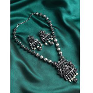 Fashion Look Durable Jewellery Set with Classic <b>Drop</b> Earrings for Women Glossy <b>Necklace</b> for Weddings from Indian Supplier - Product Image 1