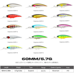 Señuelo flotante Dw118 de 5.7g 60sp para pesca de lubina en aguas medias, cebo duro - Product Image 4