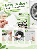 Feuilles de lessive écologiques dissolvables à base de plantes, durables, anti-décoloration, portables pour le voyage, parfum linge frais, 80%