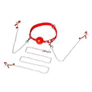 Jouet BDSM oral féminin SM en cuir PU avec chaîne à clip et muselière pour équipement de bondage - Product Image 4