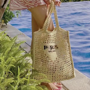 Borsa Ecologica Artigianale da Donna <span class=keywords><strong>in</strong></span> Paglia e <span class=keywords><strong>Rafia</strong></span> per Spiaggia, Vacanze e Shopping - Product Image 4