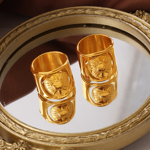 ยูนิเซ็กส์ เรโทร ซันเบิร์ส ริงสแตนเลสสตีลสีทองสีเงินวงกว้างเครื่องประดับของขวัญ - Product Image 3