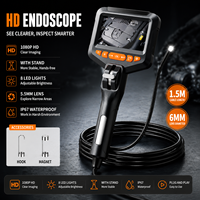 Style à tige de poussée, 360 °   Caméra endoscopique industrielle flexible, écran IPS 4,3 pouces 1080P HD, flexible 1,5 m/2 m, bidirectionnelle