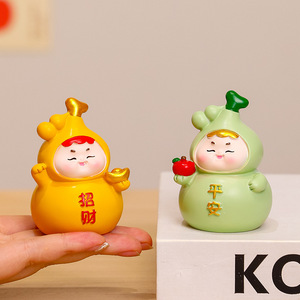 Adorno de Calabaza Pequeña de la Suerte para Bebé, 4 Piezas, Resina, Decoración de Escritorio Feng Shui, Regalo de Año Nuevo Chino - Product Image 3