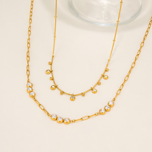 MYNECK Trendy 18K Chapado en oro Acero inoxidable Navidad Nueva moda Aspecto en capas con collar de circón a buen precio para <span class=keywords><strong>VSCO</strong></span> GIRL - Product Image 4