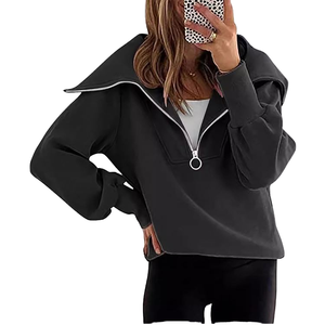 Oem Half <strong>Zip</strong> Casual Fashion Oversized <strong>Quarter</strong> <strong>Zip</strong> Pullover <strong>Sweatshirt</strong> Custom logo Design Brand Hoodie for <strong>Women</strong> - Product Image 1