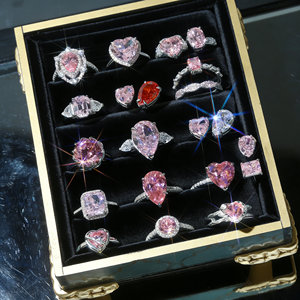 Bijoux de mode en argent sterling 925 pour femme, bague d'éternité avec zircone cubique 5A rose coupée radiant, pour promesse, fiançailles et mariage - Product Image 1