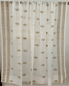 Nouveaux rideaux en coton imprimés à la main motif vague, taille et couleur personnalisables, tissu léger tissé, occultation totale de la lumière, toutes saisons - Product Image 2