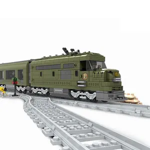 lego vliegtuig kits Suppliers-Hot Sales Military Transport Train EMU Building Blocks Sets Train Toys Plastic Legoing Bricks For Children Educational Trains
