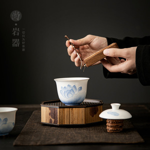 Shangyan Gaiwan White Porcelain Hand Painted Lotus <b>Tea</b> <b>Set</b> Master Cup Business <b>Gift</b> - Product Image 3