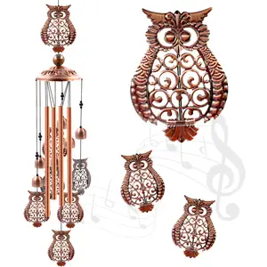 Outdoor Owl Metal Tube Wind Chimes with S Hook Clearance Patio Garden Ornaments Perfect Housewarming Gift