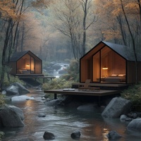 CE 20 Villa Modular Portátil de Lujo Moderna de 40 pies, Duradera y Desmontable, para Resort, Hotel, Camping con Techo