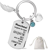 Porte-clés mousqueton en acier inoxydable, gravé au laser en forme de cœur bleu diamant, léger, étanche, élégant, cadeau pour amis proches