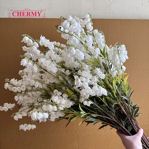 Lillà artificiale DC220 a stelo singolo, <span class=keywords><strong>campanula</strong></span> <span class=keywords><strong>bianca</strong></span> in seta per bouquet da sposa e composizioni floreali - Product Image 4