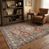 Tapis persan vintage antidérapant, lavable, résistant à l'usure, tapis de sol doux pour salon, chambre, entrée, décoration intérieure