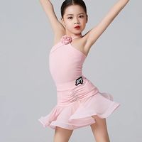 Robe de danse latine rose de haute qualité pour filles, col halter, faible MOQ, tenue de compétition pour enfants, salsa, cha-cha