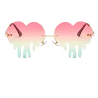 2021 New Fashion Drip Melting Sun Glasses Womens Fun Personality Shades love party heart shape Frameless Rimless Sunglasses