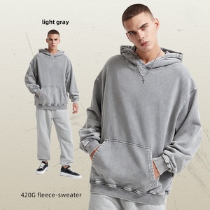 Sudadera con capucha de gran tamaño con estampado Digital personalizado para hombre, sudadera de algodón pesado Vintage, ropa de calle, Jersey de invierno para hombre - Product Image 4