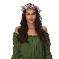 Couronne florale de mariage ajustable faite à la main pour femme, guirlande florale, coiffe, bandeau