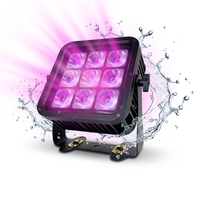 Projecteur PAR sans fil étanche IP65 à batterie 9x12W RGBWA+UV 6-en-1 avec contrôle APP, télécommande IR et DMX512, pack de 3 avec flight case