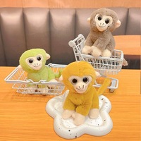 Jouet en peluche singe doré réaliste et mignon, style animal, avec grands yeux, en coton PP, pendentif porte-clés en sac filet