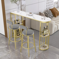 Ensemble table et chaises de bar de salon haut de gamme, style moderne et simple, avec plateau en pierre, idéal pour les petits repas en famille