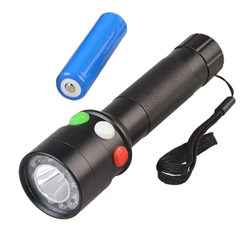 Trắng đỏ xanh Tricolor đường sắt tín hiệu đèn Torch 3W điện cao có thể sạc lại dài phạm vi giao thông ánh sáng