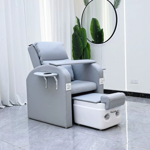 Fauteuil de pédicure électrique gris inclinable pour salon de manucure et spa avec porte-gobelet pour bain de pieds - Product Image 3