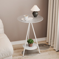 Mesa Auxiliar Moderna de Doble Capa de Vidrio y Hierro, Minimalista, para Sala de Estar, Sofá, Dormitorio, con Almacenamiento