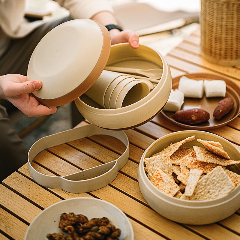 2023 новый продукт, 17 шт., набор для кемпинга с миской, тарелкой, походной чашкой и переключателем, набор посуды