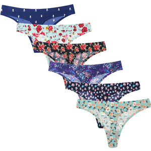 Fabrika özel baskı sevimli iç çamaşırı külot dikişsiz Thongs kadınlar No Show tanga iç çamaşırı kadın - Product Image 5
