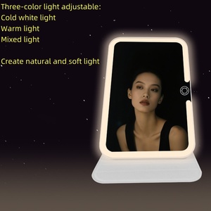 Custom <strong>Rectangular</strong> PU Leather 3-Color Dimmable LED Lighting &amp; Touch Control Vanity <strong>Mirror</strong> - Product Image 4