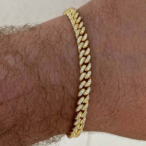 <span class=keywords><strong>Bracciale</strong></span> a catena cubana <span class=keywords><strong>sottile</strong></span> da uomo in <span class=keywords><strong>oro</strong></span> e argento placcato con zirconi, larghezza 6 mm, per dropshipping all'ingrosso - Product Image 2