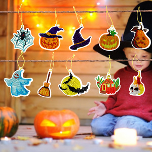 DIY diamante <span class=keywords><strong>pintura</strong></span> 10 piezas <span class=keywords><strong>Halloween</strong></span> colgante completo taladro especial en forma de diamante calabaza <span class=keywords><strong>araña</strong></span> fantasma ornamento Kits - Product Image 4