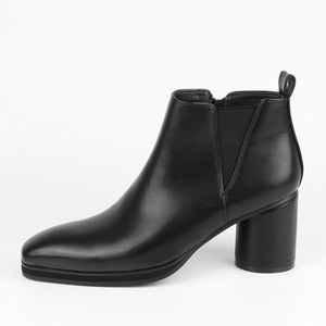 Bottes en cuir véritable noir pour hommes, bottines nude à bout pointu, à enfiler, semelle extérieure en caoutchouc confortable, toutes saisons, vente en gros - Product Image 2