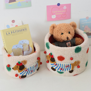 Christmas Storage Box Round Cotton Lidded <b>Basket</b> For Snacks And Sundries - Product Image 3