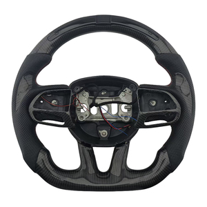 Volant de direction en cuir perforé en fibre de carbone avec LED pour Dodge Challenger SRT - Product Image 1
