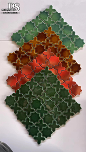 Galets émaillés Carreaux blancs et verts Céramique peinte à la main Carreau de bordure décoratif Carreau de porcelaine Bain <span class=keywords><strong>Douche</strong></span> Revêtement de sol mural Mosaïques - Product Image 4