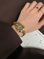 Reloj de cuarzo elegante dorado para mujer, esfera con diseño de leopardo, pulsera de metal, reloj de pulsera de joyería de moda, reloj de lujo para mujer