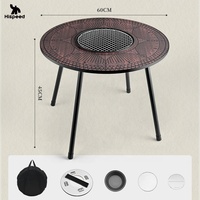 Table de pique-nique pliable HISPEED en acier carbone et MDF, motif unique, pour camping, barbecue coréen, avec réchaud