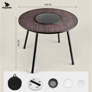 HISPEED Carbon Steel MDF Tafel Reis Picknick MDF Bord Uniek Patroon Meubels Campingset Korea BBQ Tafel Opklapbaar met Kooktoestel - Product Image 2