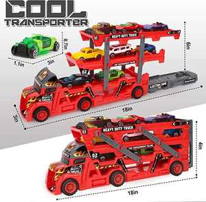 Taşıma taşıyıcı kamyon araba oyuncak 8 pres döküm arabalar ve 9 yol işaretleri ile 1map transporter başlatıcısı çocuklar için döküm araba - Product Image 3