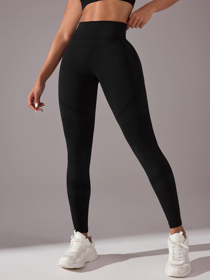 Custom Stripy Yoga Leggings with Embroidered Logo - Image 6