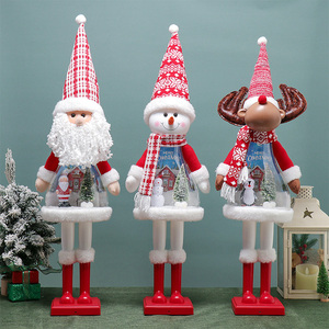 Trang Chủ Giáng Sinh Trang Trí Âm Nhạc Đứng Santa Snowman Hươu Chân Dài Búp Bê Xmas Cây Trang Trí Với Ánh Sáng Cảnh - Product Image 2