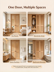 Paneles de Puerta Interiores de Madera Maciza con Rejillas, Diseño Minimalista, Apertura Lateral, Resistentes al Agua, 1 Año de Garantía - Product Image 3