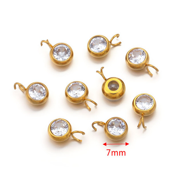 Stainless Steel Round Crystal Pendant Necklace Bracelet Making Diy Handmade Jewelry Accessories