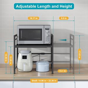Expandable Metal <b>Microwave</b> Oven Rack Kitchen Countertop <b>Storage</b> Organizer Heavy Duty <b>Microwave</b> Stand - Product Image 2
